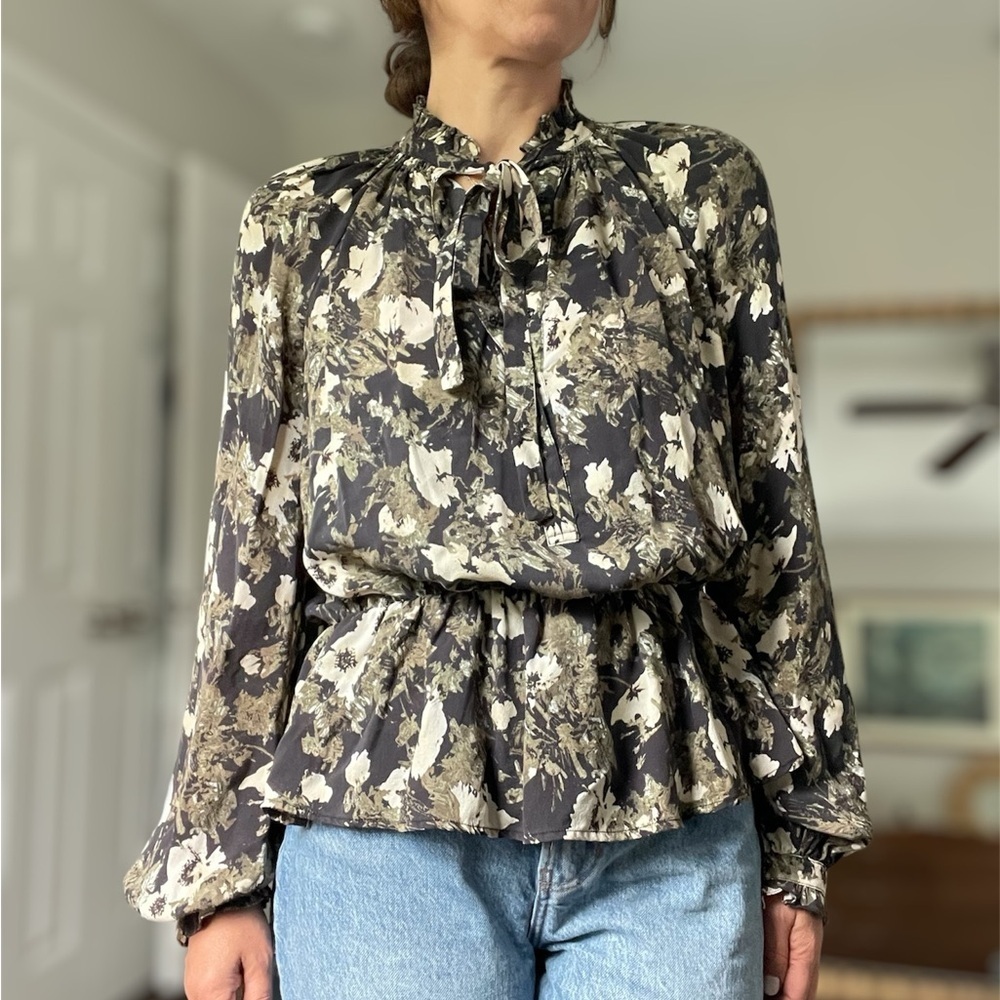 Elizabeth and James Silk Tie Front Blouse